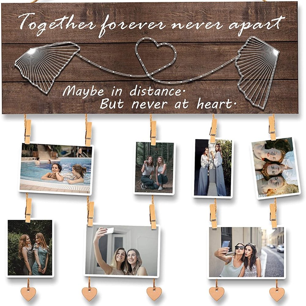NEW "Together Forever" Wooden Picture Frame Clips and Twine for Photo Hanging